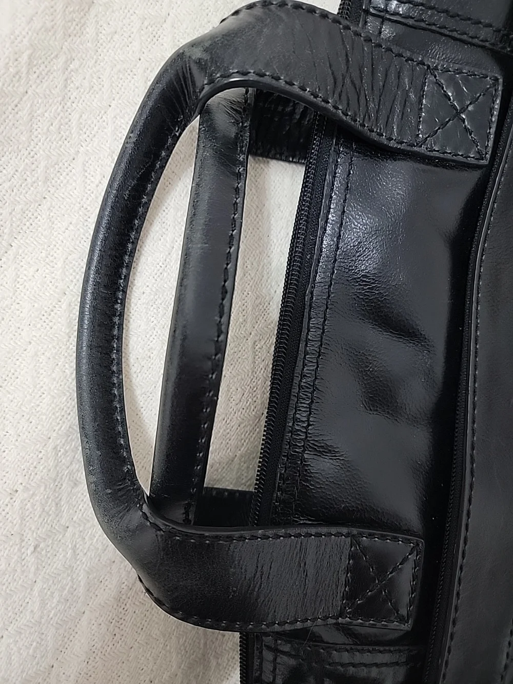 Fossil Black Leather Briefcase with Top Handles